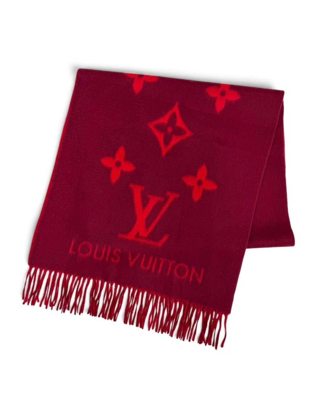 Louis Vuitton Echarpe Reykjavik Cashmere 100% Sleeve Red Monogram Scarf